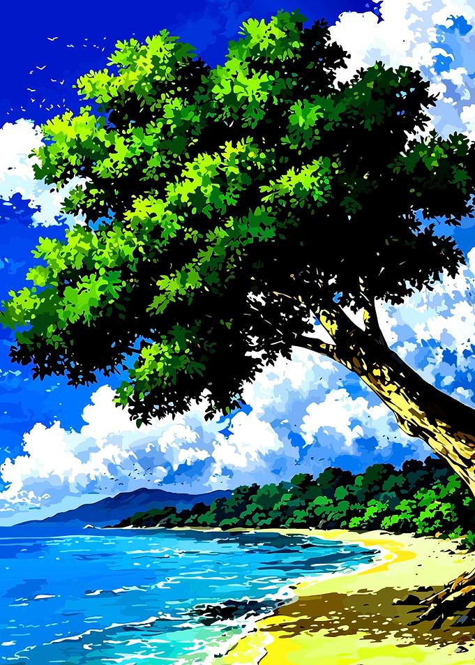 Vibrant Tropical Beach Scene
