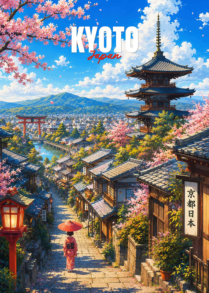 Kyoto Japan Cherry Blossom Scene