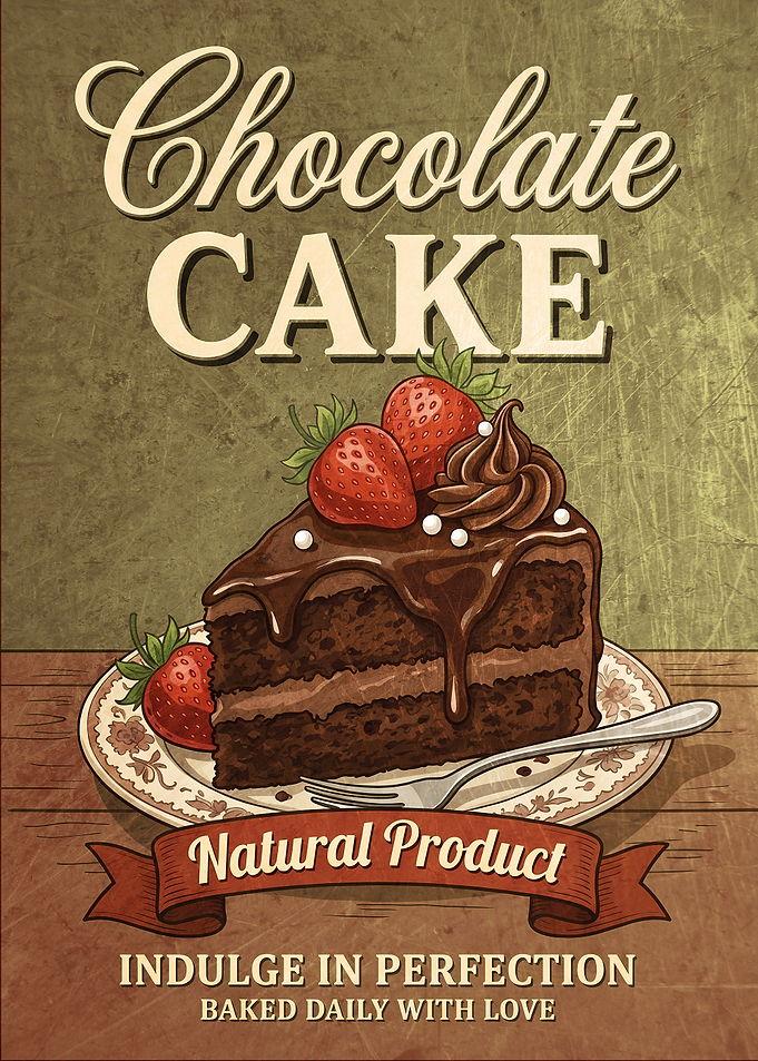 Vintage Chocolate Cake Advertisement