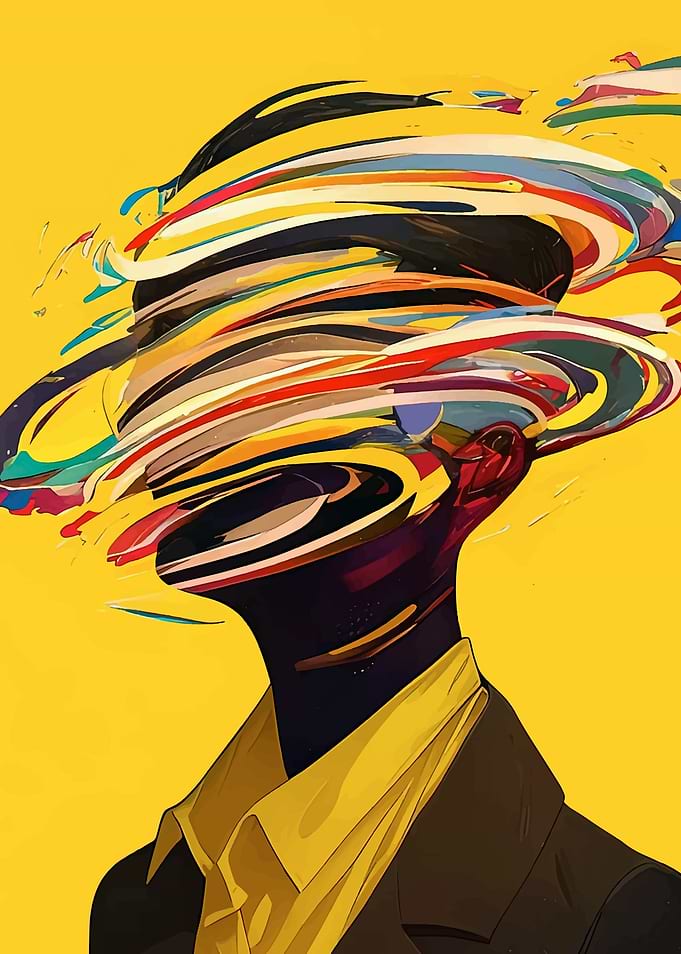 Abstract Portrait with Swirling Colors