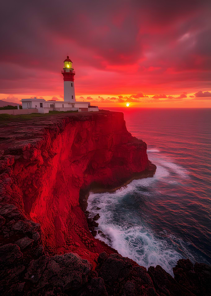 Lighthouse at Dramatic Sunset