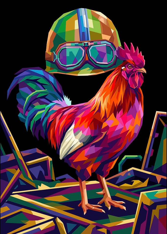 Rooster with Aviator Helmet