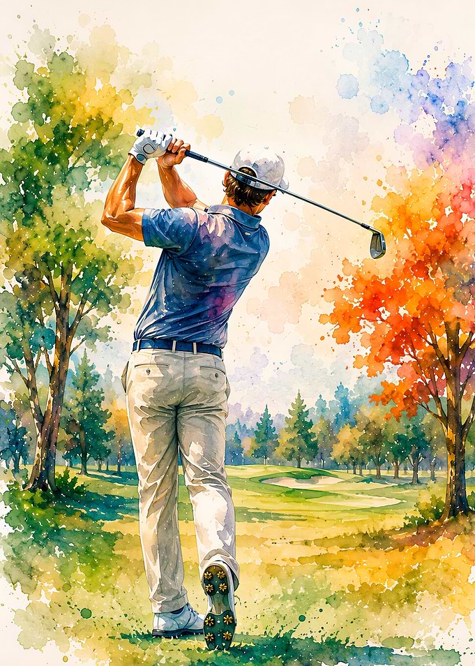 Golfer Swinging on a Sunny Day