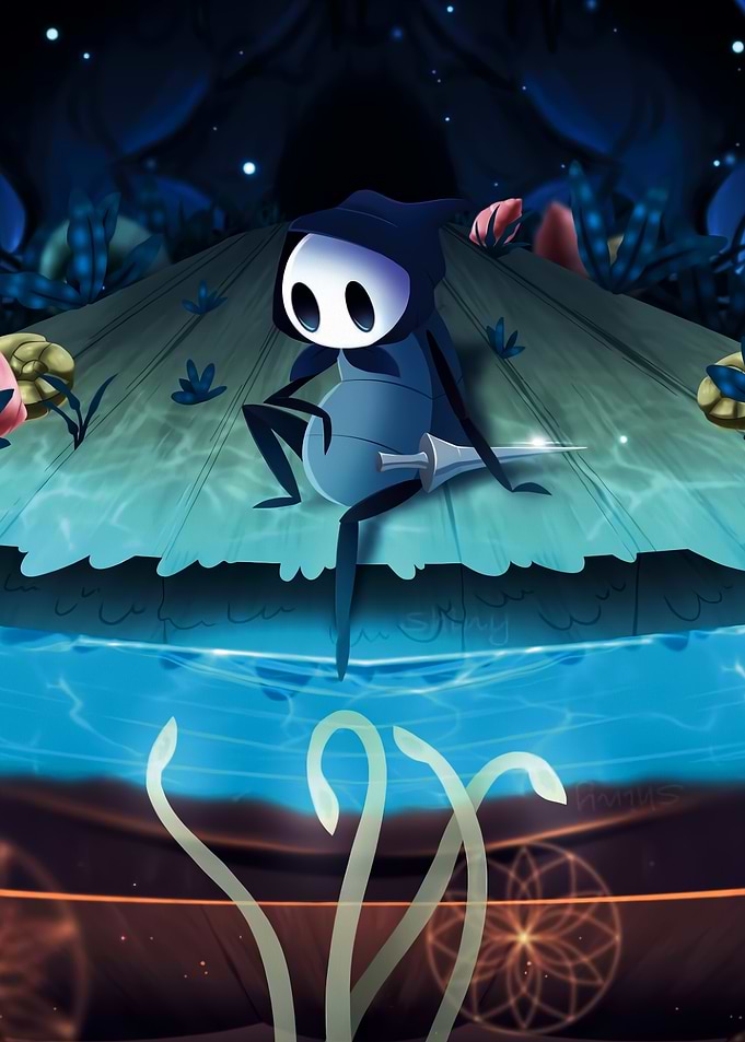 Hollow Knight Character Sitting by Water