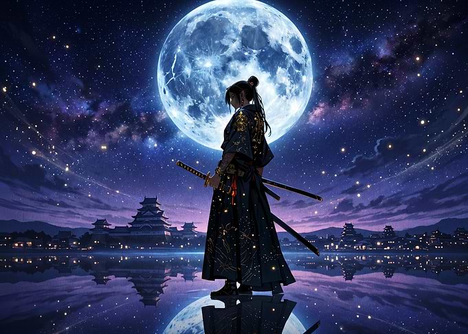 Samurai Under the Full Moon