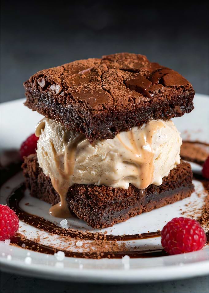 Decadent Brownie Ice Cream Sandwich