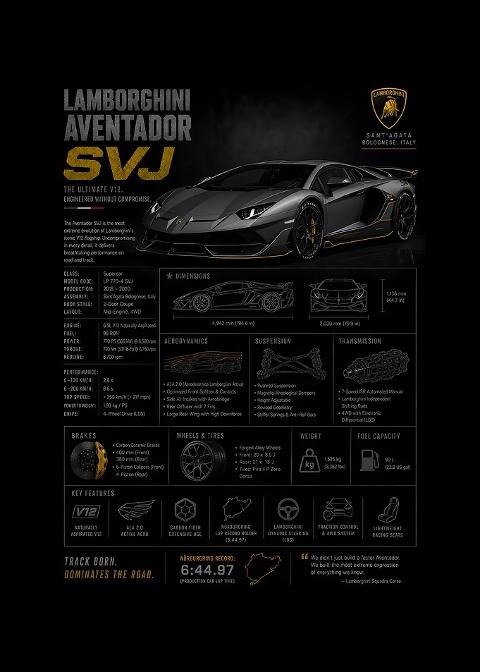 Lamborghini Aventador SVJ Spec Sheet
