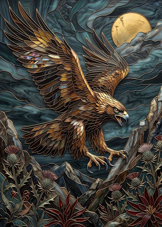 Eagle in Stained Glass Style