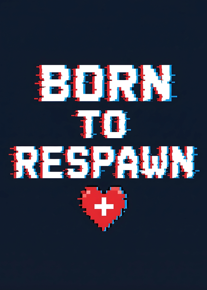 Born to Respawn Pixel Art Gamer Quote