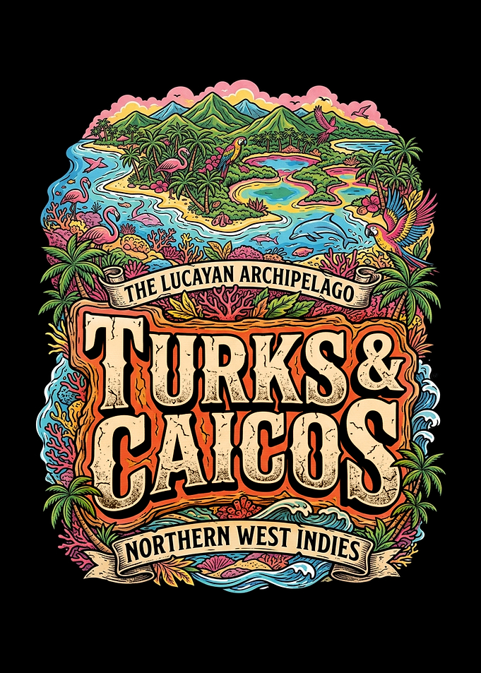 Turks & Caicos Tropical Paradise Illustration