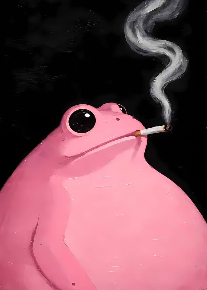 Pink Frog Smoking Cigarette