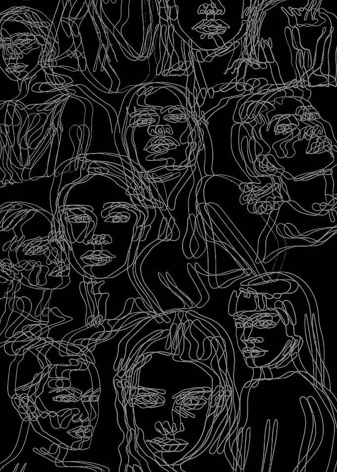 Abstract Line Art Faces
