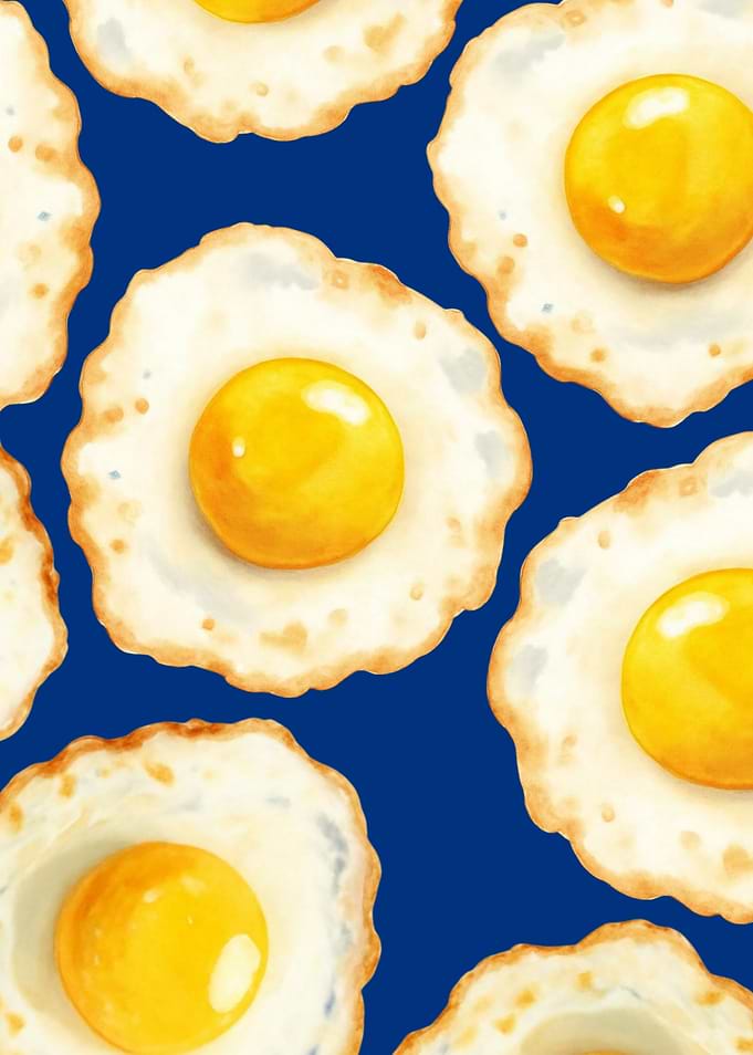 Fried Eggs on Blue