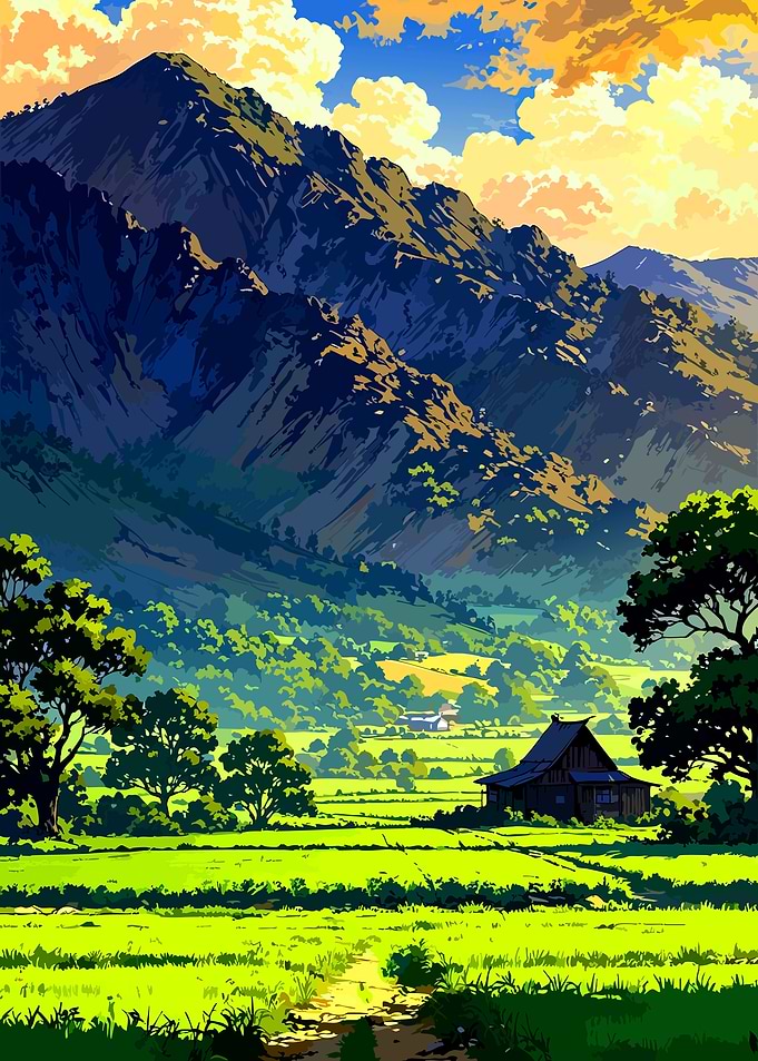 Serene Mountain Valley Landscape