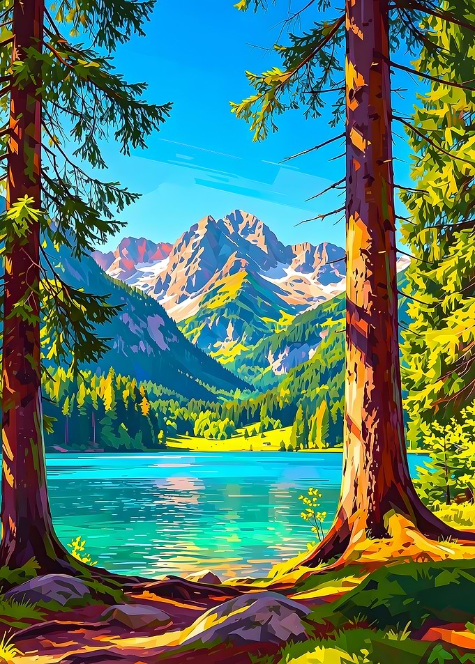 Vibrant Mountain Lake Landscape