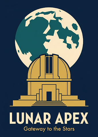 Retro Lunar Observatory Art Deco Moon Poster