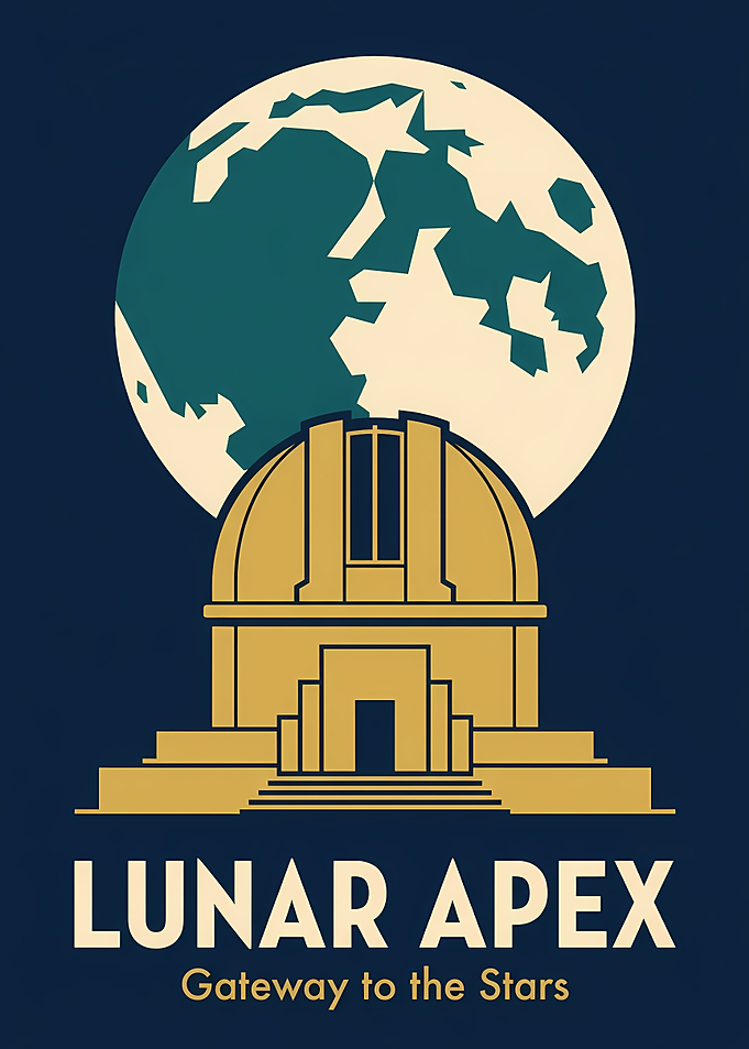 Retro Lunar Observatory Art Deco Moon Poster
