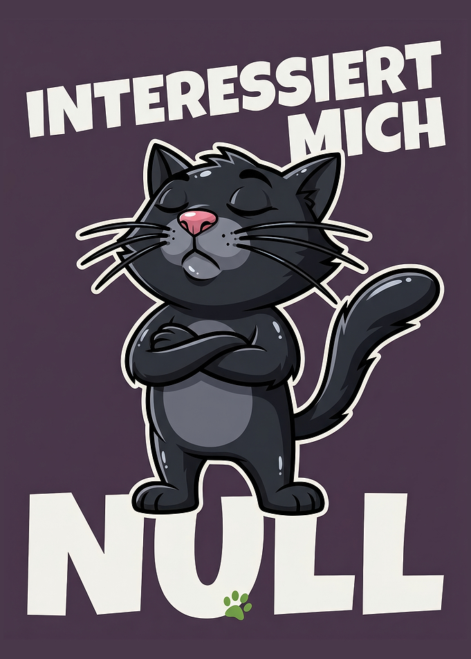 Uninterested Black Cat Crossed Arms Cartoon