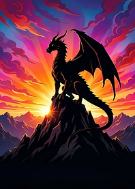 Dragon on Mountain at Sunset