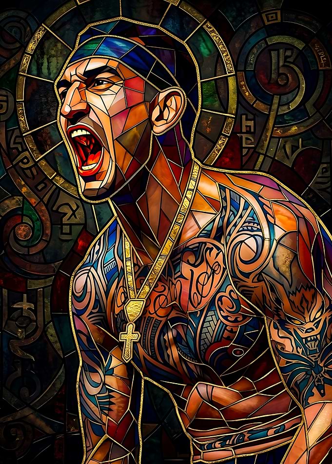 Stained Glass Warrior Portrait
