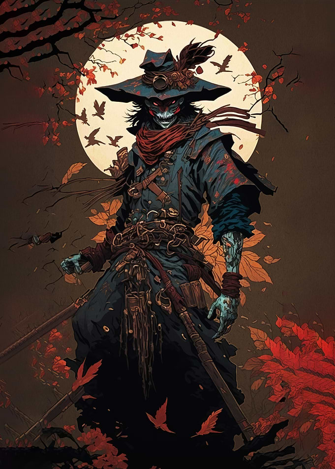Samurai Warrior with Red Scarf