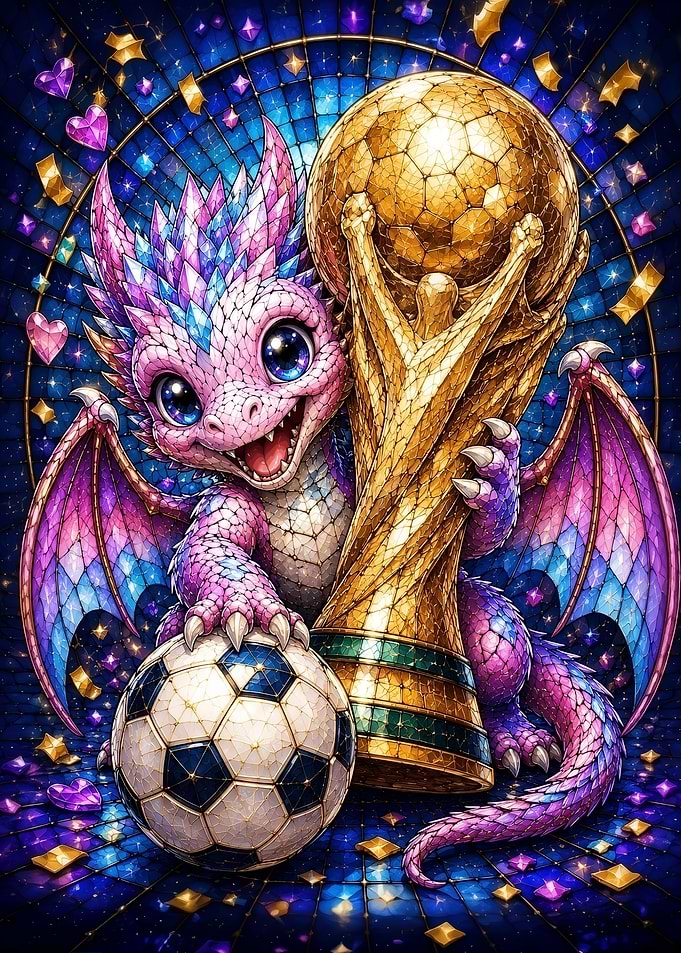 Cute Stained Glass Dragon Champion