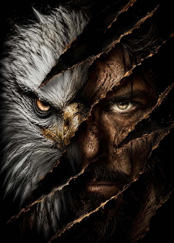 Eagle and Man Face Fusion