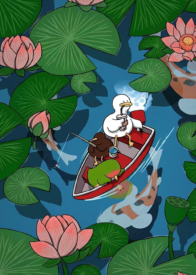 Cute animals enjoying a boat ride