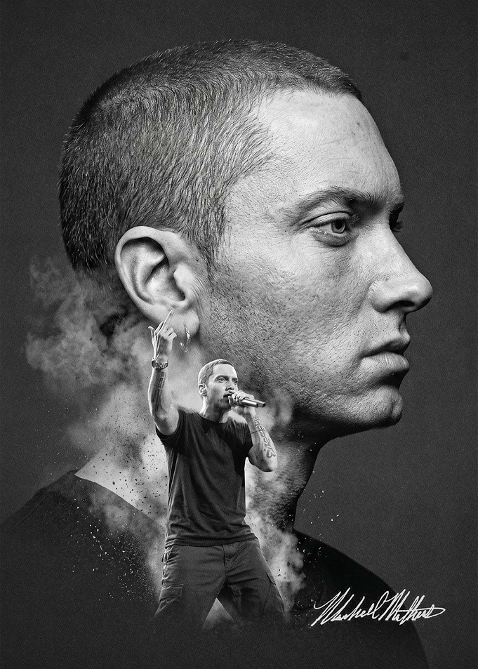 Eminem Portrait with Signature