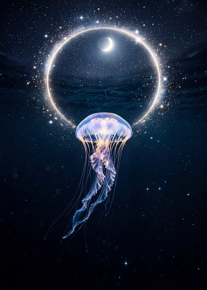 Jellyfish Under Celestial Ring