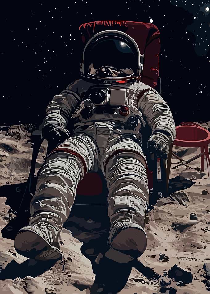 Astronaut relaxing on the moon