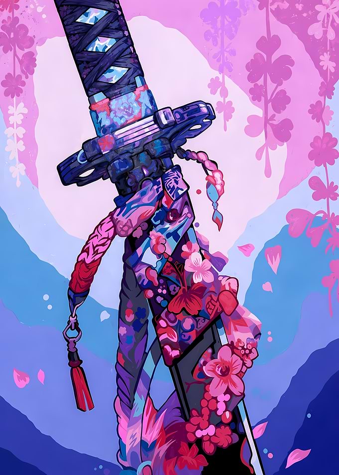 Ornate Katana with Cherry Blossoms