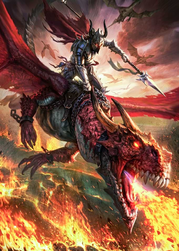 Knight Riding a Fiery Dragon
