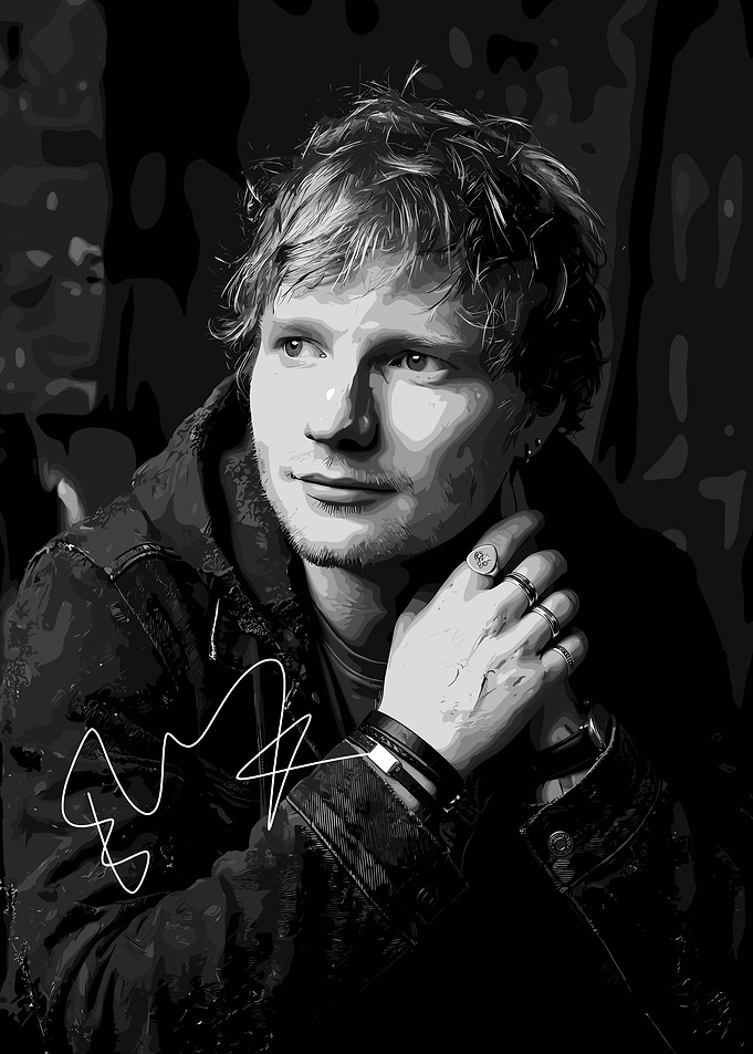 Ed Sheeran Portrait with Signature