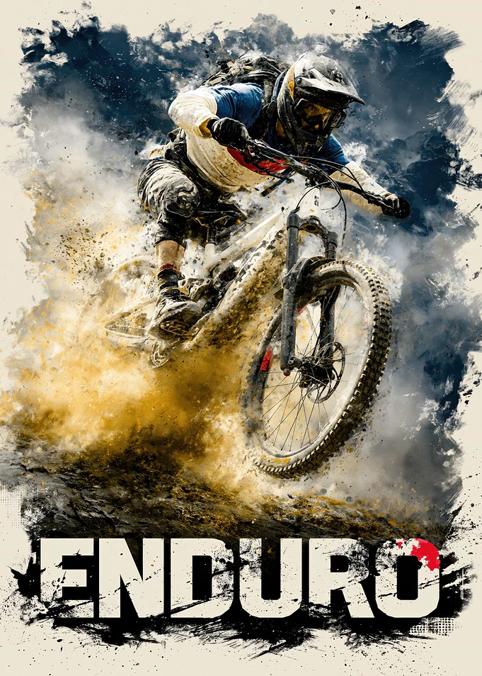 Enduro Mountain Biker in Action