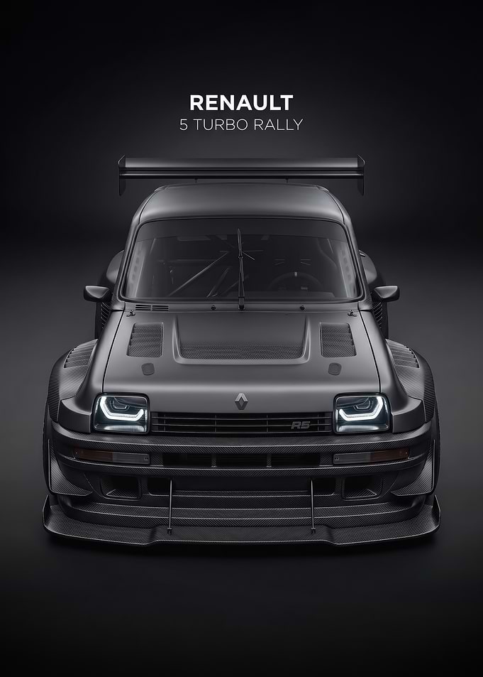 sleek dark Renault 5 Turbo Rally Car