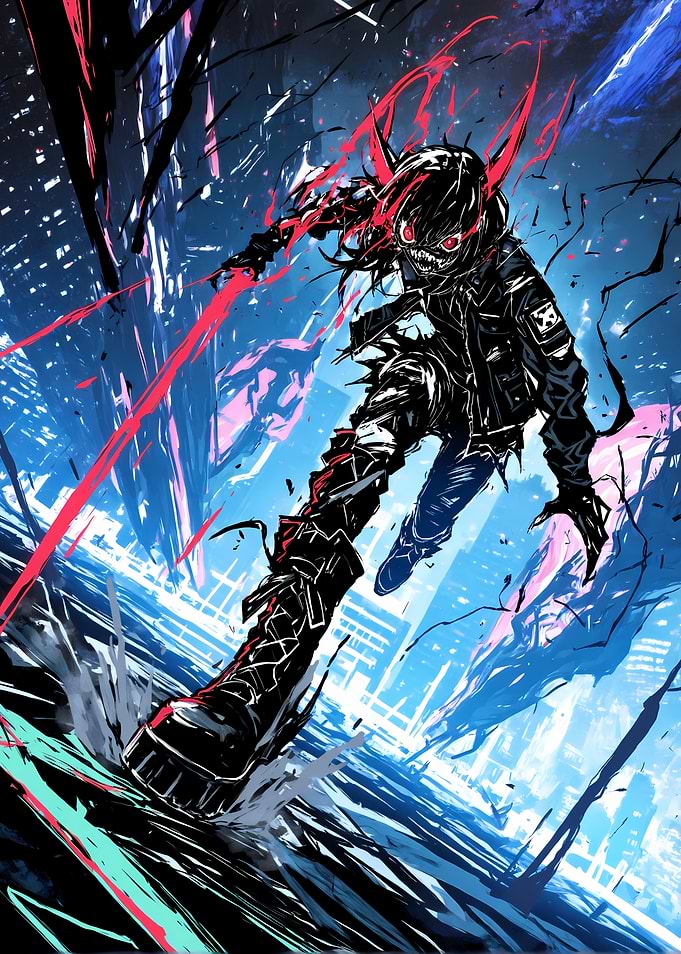 Cyberpunk Anime Character in Action