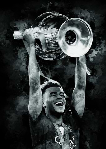 Football Player Holding Trophy