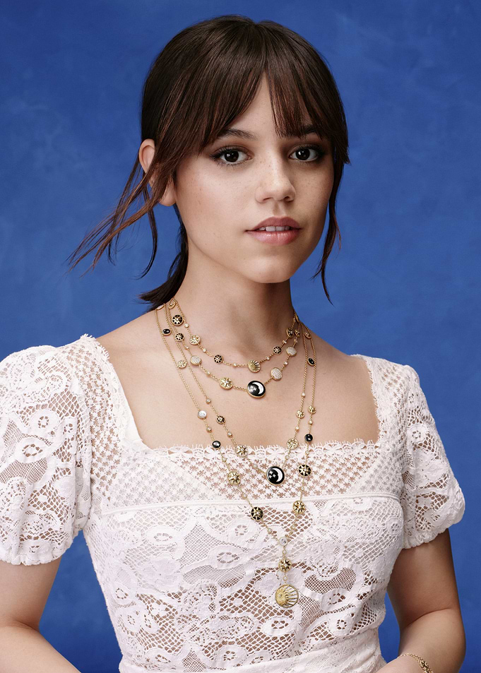 Jenna Ortega in White Lace Top