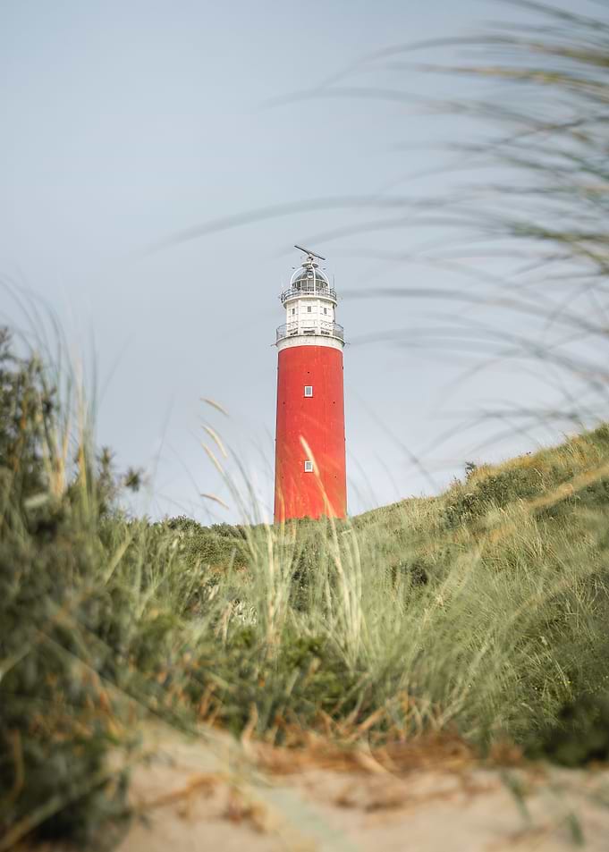 Texel Red lighthouse on a dune