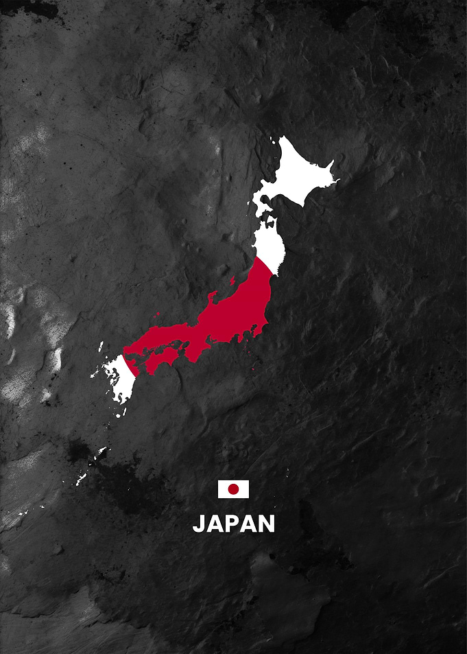 Map of Japan with Flag