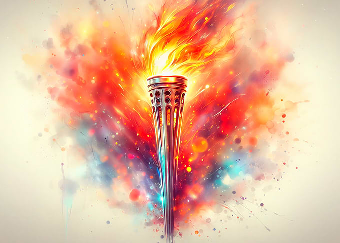 Olympic Torch with Fiery Explosion