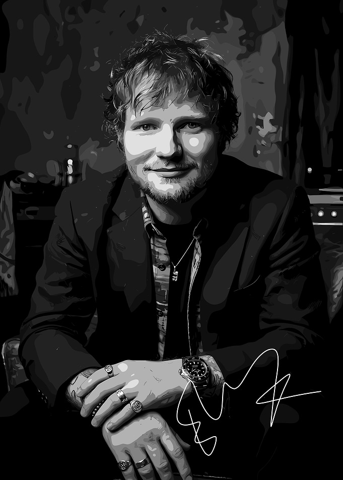 Ed Sheeran Black and White Portrait