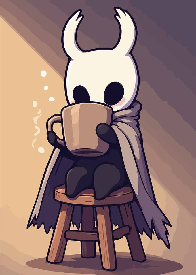 Cute Knight Drinking Coffee