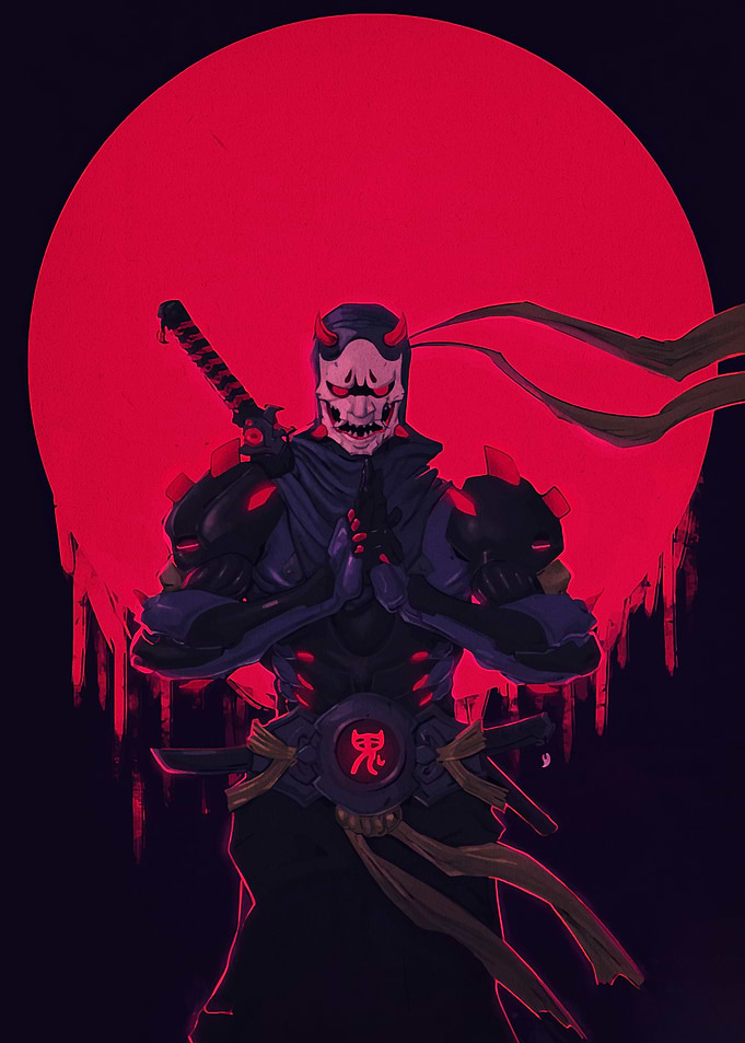 Cyberpunk Oni Warrior