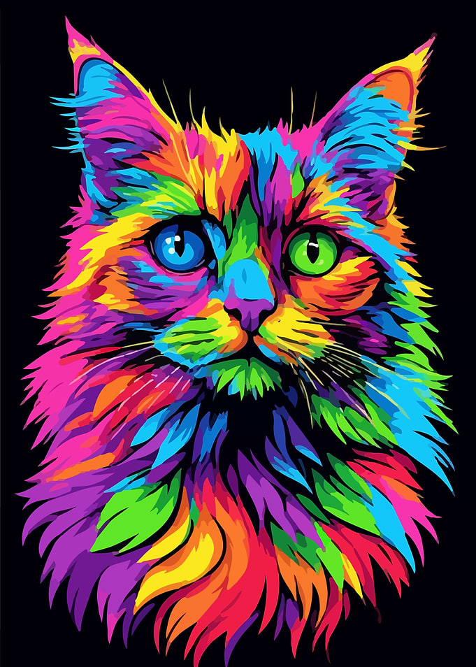 Vibrant Pop Art Cat Portrait
