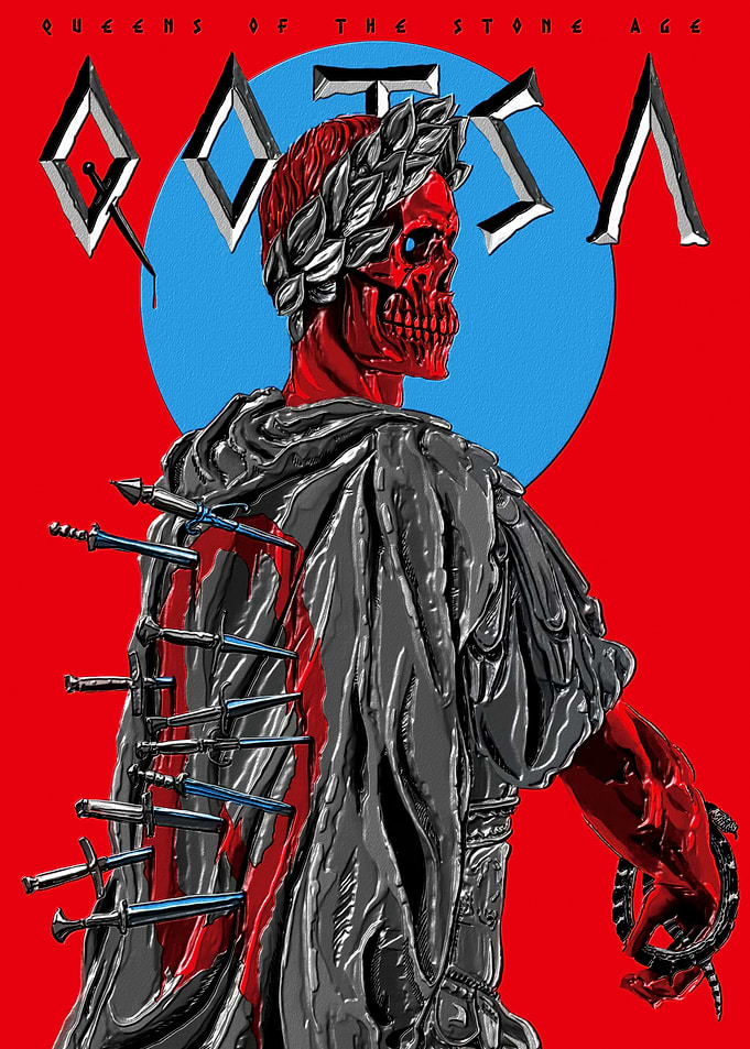 Queens of the Stone Age Roman Skull Art