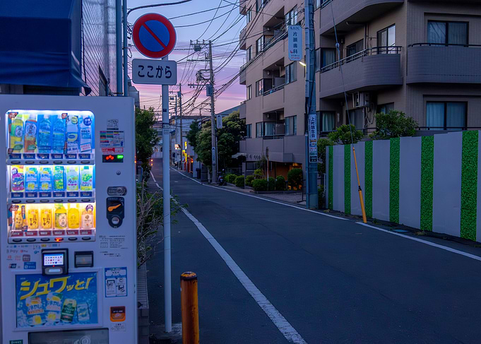 Japanese Street Scene at Dusk