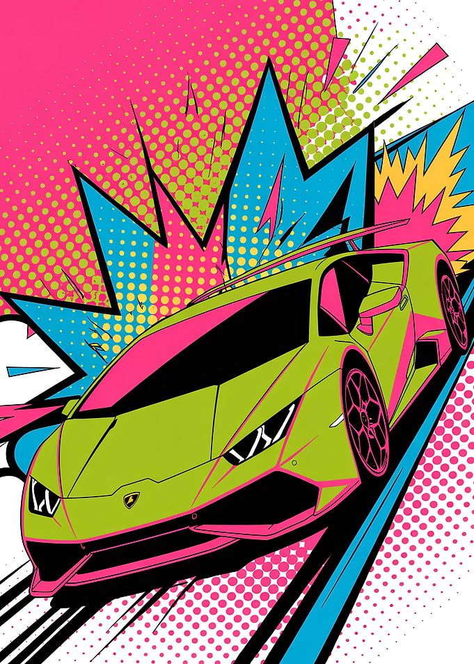 Pop Art Green Supercar