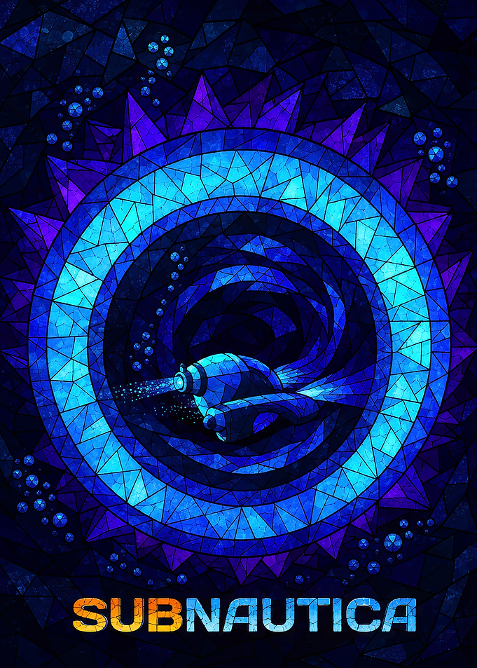 Subnautica Stained Glass Submarine Art